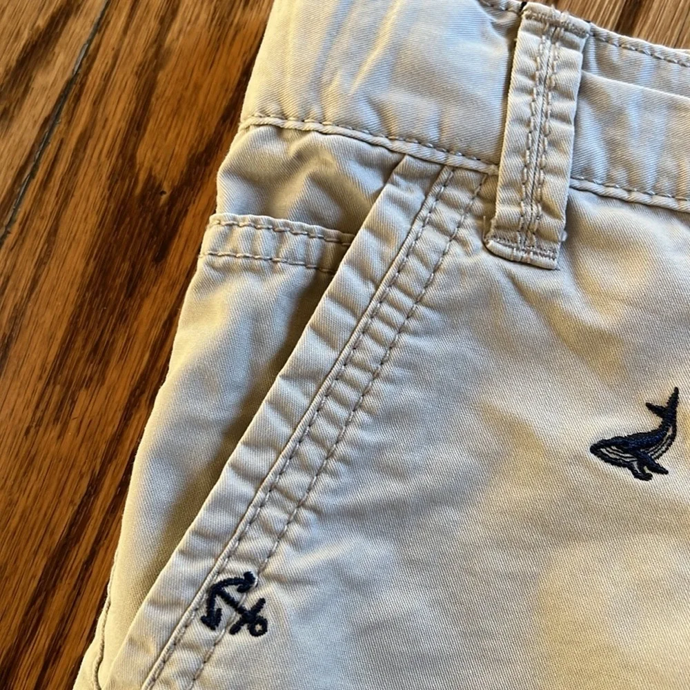 OshKosh Boys khaki Flat Front Embroidered shorts with whales and anchors size 12